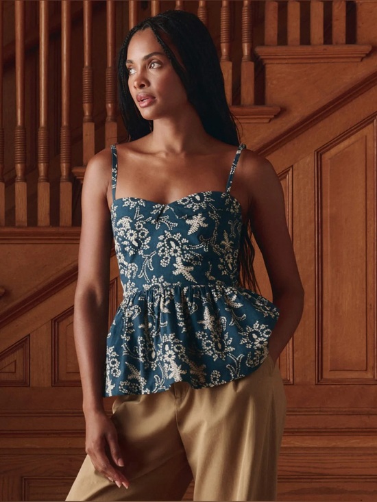 THE GREAT. Tops - The Great The Verse Top in Indigo Bandana, Size 1